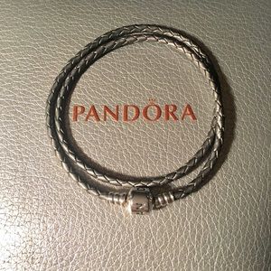 Silver Pandora Leather Bracelet